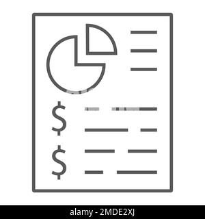Budget planing thin line icon, finance and banking, account sign, vector graphics, a linear pattern on a white background, eps 10. Stock Vector