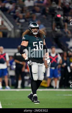 Dallas Cowboys offensive tackle Isaac Alarcon watches from the sideline as  they played the Carolina Panthers during an NFL football game in Arlington,  Texas, Sunday, Oct. 3, 2021. (AP Photo/Michael Ainsworth Stock