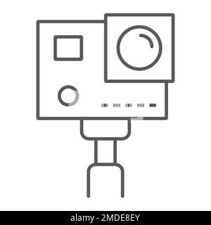 Action camera thin line icon, electronic and digital, video sign, vector graphics, a linear pattern on a white background, eps 10. Stock Vector