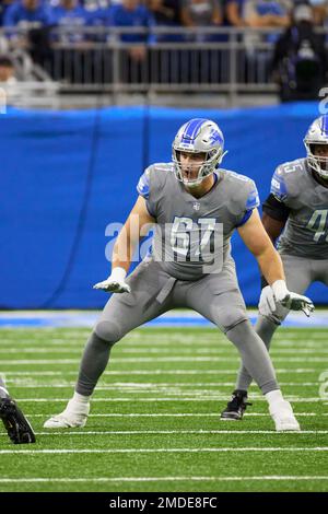 Detroit Lions offensive tackle Matt Nelson (67) blocks against the