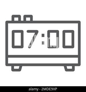 Digital clock line icon, electronic and digital, alarm sign, vector graphics, a linear pattern on a white background, eps 10. Stock Vector