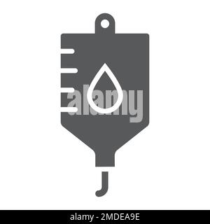 Blood bag glyph icon, hospital and medicine, iv bag sign, vector graphics, a solid pattern on a white background, eps 10. Stock Vector