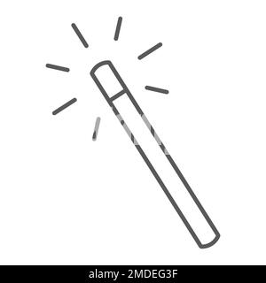 Magic wand thin line icon, tools and design, wand sign, vector graphics, a linear pattern on a white background, eps 10. Stock Vector