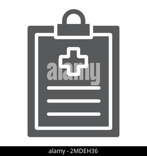 Medical record glyph icon, hospital and medicine, medical report sign, vector graphics, a solid pattern on a white background, eps 10. Stock Vector