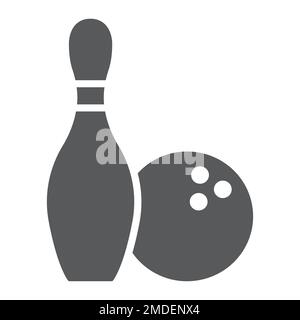 Bowling glyph icon, game and sport, bowling pins and ball sign, vector graphics, a solid pattern on a white background, eps 10. Stock Vector