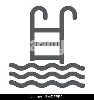 Swimming pool glyph icon, water and sport, ladder sign, vector graphics, a solid pattern on a white background, eps 10. Stock Vector