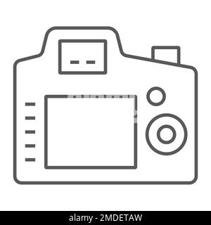 Back camera thin line icon, electronic and device, digital photo camera sign, vector graphics, a linear pattern on a white background, eps 10. Stock Vector
