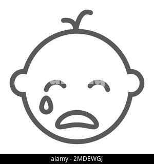 Baby boy cry line icon, emotion and child, face sign, vector graphics, a linear pattern on a white background. Stock Vector