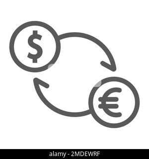 Exchange line icon, finance and banking, currency sign, vector graphics, a linear pattern on a white background, eps 10. Stock Vector