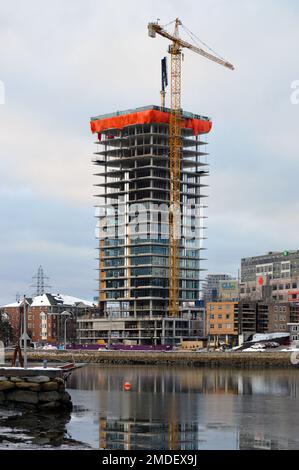 Construction of 7177 Quinpool Road, a 32-storey residential tower, in the Armdale neighbourhood of Halifax, Nova Scotia, Canada Stock Photo