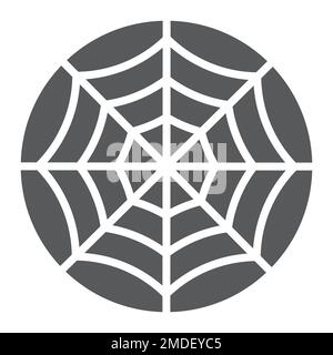 Spider web glyph icon, halloween and decoration, cobweb sign, vector graphics, a solid pattern on a white background, eps 10. Stock Vector