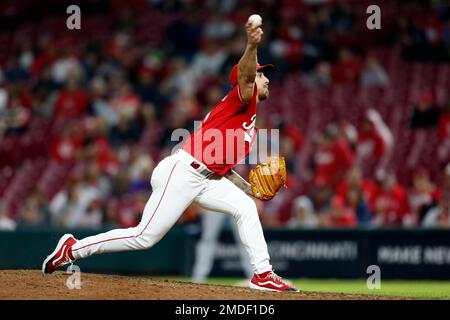 This is a 2021 photo of Michael Lorenzen of the Cincinnati Reds baseball  team. This image reflects the Cincinnati Reds active roster as of Tuesday,  Feb. 23, 2021 when this image was