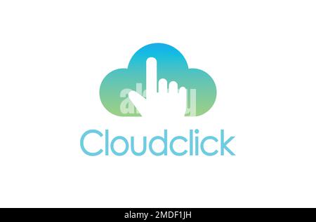 hand click on cloud logo vector symbol design illustration Stock Vector