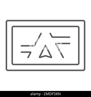 Gps navigator thin line icon, electronic and device, monitor map sign, vector graphics, a linear pattern on a white background, eps 10. Stock Vector