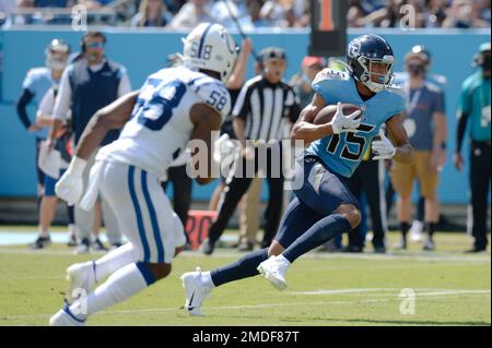 Tennessee Titans wide receiver Nick Westbrook-Ikhine (15) runs a route  during their game against the New York Giants Sunday, Sept. 11, 2022, in  Nashville, Tenn. (AP Photo/Wade Payne Stock Photo - Alamy