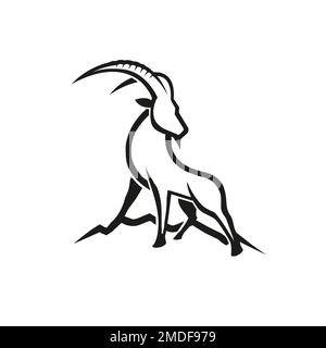 Creative Black Goat Sheep bighorn Logo Design Vector Stock Vector