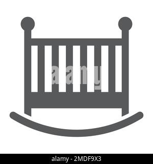 Baby crib glyph icon, child and bed, cot sign, vector graphics, a solid pattern on a white background, eps 10. Stock Vector