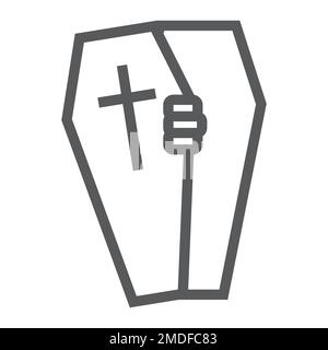 Halloween coffin line icon, death and funeral, grave sign, vector graphics, a linear pattern on a white background, eps 10. Stock Vector