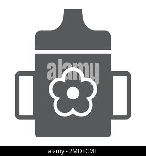 Baby cup glyph icon, child and bottle, container sign, vector graphics, a solid pattern on a white background, eps 10. Stock Vector