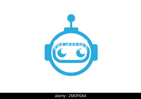 creative robot bot in blue circle logo vector design symbol illustration Stock Vector