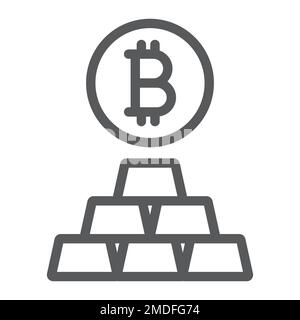 Bitcoin vs gold line icon, finance and money, currency sign, vector graphics, a linear pattern on a white background, eps 10. Stock Vector