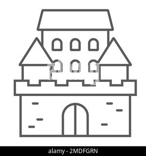 Castle thin line icon, architecture and fort, haunted house sign, vector graphics, a linear pattern on a white background, eps 10. Stock Vector