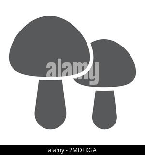 Mushroom glyph icon, food and vegetarian, champignon sign, vector graphics, a solid pattern on a white background, eps 10. Stock Vector