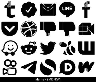 Flat Circle White Icon Set message. douyin. discord and twitch 20 Stylish  Icons Stock Vector Image & Art - Alamy
