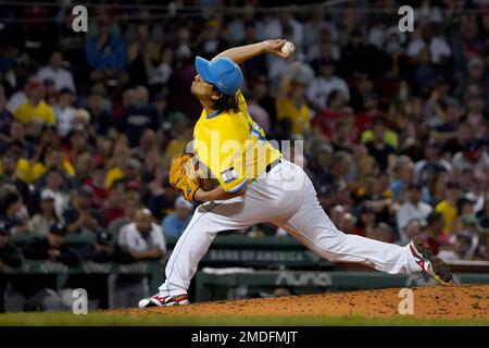 Boston Red Sox relief pitcher Hirokazu Sawamura (18) during the