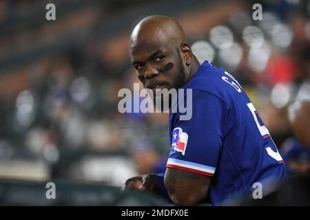 Texas Rangers' Corey Seager looks on after striking out during the first  inning of a baseball game against the Seattle Mariners, Thursday, Sept. 28,  2023, in Seattle. (AP Photo/Lindsey Wasson Stock Photo 