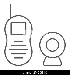 Baby monitor thin line icon, child and equipment, radio sign, vector graphics, a linear pattern on a white background, eps 10. Stock Vector