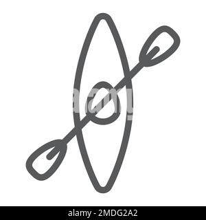 Kayak line icon, water and sport, river rafting sign, vector graphics, a linear pattern on a white background, eps 10. Stock Vector