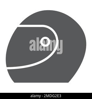 Racing helmet glyph icon, protection and motorsport, motorcycle helmet sign, vector graphics, a solid pattern on a white background, eps 10. Stock Vector