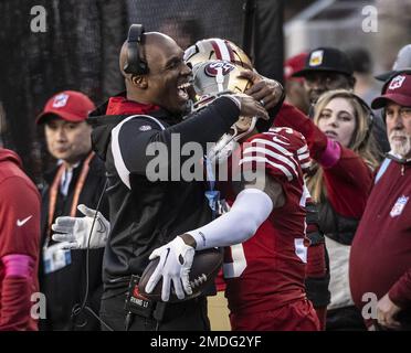 San Francisco 49ers cornerback Deommodore Lenoir (38) celebrates during ...