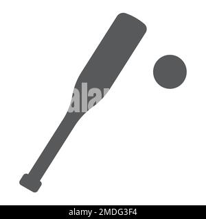 Baseball glyph icon, game and sport, baseball bat sign, vector graphics, a solid pattern on a white background, eps 10. Stock Vector