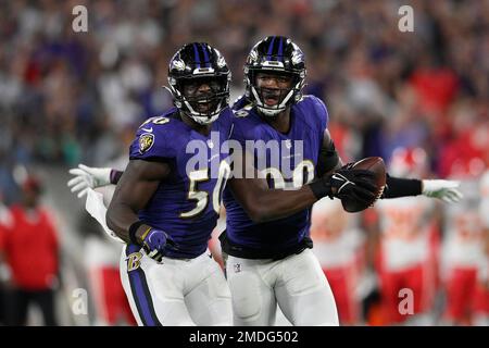 Baltimore Ravens linebacker Odafe Oweh (99) looks on during the first half  of a NFL football game against the Buffalo Bills, Sunday, Oct. 2, 2022, in  Baltimore. (AP Photo/Terrance Williams Stock Photo - Alamy