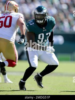 Philadelphia Eagles defensive end Tarron Jackson (75) runs up the field  during an NFL preseason football game against the Cleveland Browns, Sunday,  Aug. 21, 2022, in Cleveland. (AP Photo/Kirk Irwin Stock Photo - Alamy