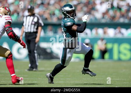 Philadelphia Eagles running back Kenneth Gainwell looks on during practice  at NFL football training camp, Thursday, July 29, 2021, in Philadelphia.  (AP Photo/Chris Szagola Stock Photo - Alamy