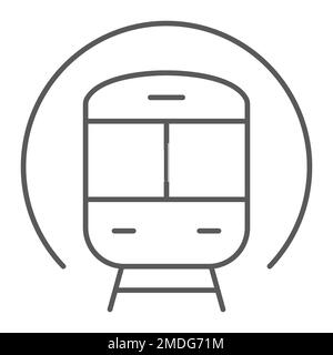 Train thin line icon, railway and travel, subway sign, vector graphics, a linear pattern on a white background, eps 10. Stock Vector