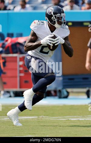 FILE - In this Sunday, Sept. 26, 2021, file photo, Tennessee Titans wide  receiver Julio Jones (2) warms up before an NFL football game against the  Indianapolis Colts in Nashville, Tenn. Jones