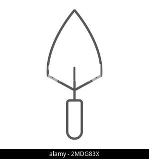 Trowel thin line icon, tool and repair, bricklayer sign, vector graphics, a linear pattern on a white background, eps 10. Stock Vector