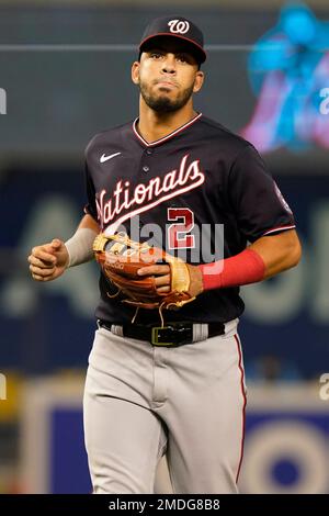 Washington Nationals shortstop Luis Garcia (2) in action during a baseball  game against the Atlanta Braves at Nationals Park, Sunday, April 2, 2023,  in Washington. (AP Photo/Alex Brandon Stock Photo - Alamy