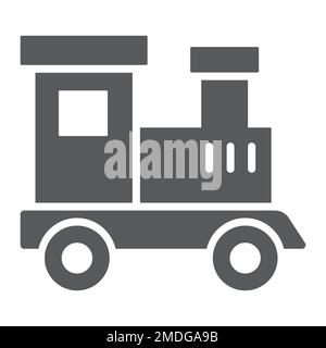 Train toy glyph icon, child and railroad, locomotive sign, vector graphics, a solid pattern on a white background, eps 10. Stock Vector