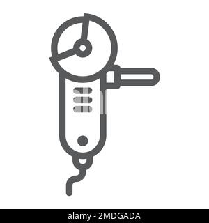 Angle grinder line icon, tool and equipment, cutter sign, vector graphics, a linear pattern on a white background, eps 10. Stock Vector