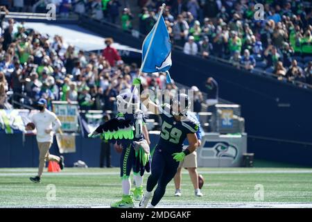 Seattle Seahawks linebacker Jon Rhattigan (59) runs during an NFL football  game against the Washington Football Team, Monday, Nov. 29, 2021 in  Landover. (AP Photo/Daniel Kucin Jr Stock Photo - Alamy