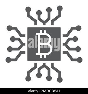 CPU mining glyph icon, money and finance, processor sign, vector graphics, a solid pattern on a white background, eps 10. Stock Vector