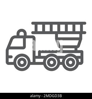 Fire engine line icon, emergency and fire, firetruck sign, vector graphics, a linear pattern on a white background, eps 10. Stock Vector