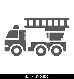 Fire engine glyph icon, emergency and fire, firetruck sign, vector graphics, a solid pattern on a white background, eps 10. Stock Vector