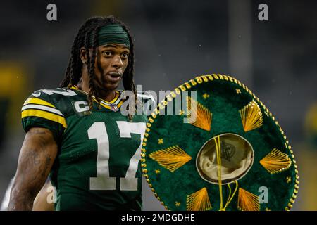 Green Bay Packers wide receiver Davante Adams (17) runs after a catch  during an NFL football game against the Chicago Bears Sunday, Oct 17. 2021,  in Chicago. (AP Photo/Jeffrey Phelps Stock Photo - Alamy