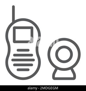 Baby monitor line icon, child and equipment, radio sign, vector graphics, a linear pattern on a white background, eps 10. Stock Vector